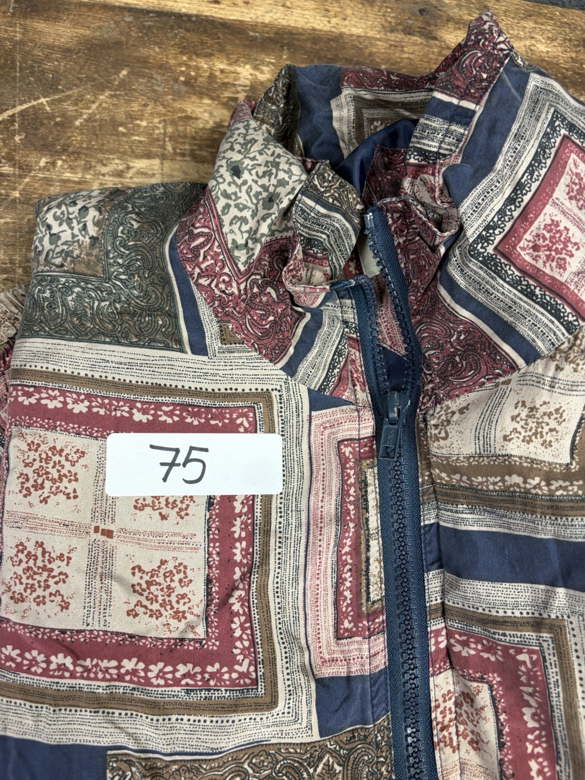 Bogari Silk Patchwork Zip Jacket Multicolor Vinta… - image 10