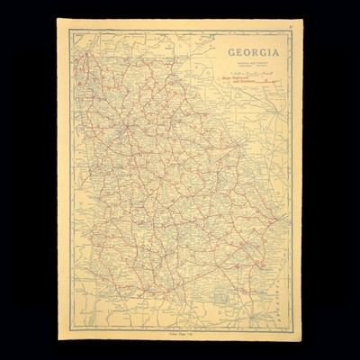 Vintage GEORGIA Map Highway Auto Trails 1920s Original Early Routes Antique