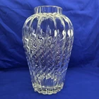 Vintage Tiffany & Co. 13 1/4” Oriental Flower Vase Clear Large Glass Optic Swirl