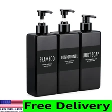 Multipurpose 3-Pack Shower Bottles - Refillable Shampoo, Body Soap, Conditioner
