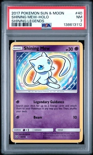 2017 POKEMON SUN & MOON SHINING LEGENDS #40 SHINING MEW-HOLO PSA 7