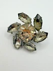 VINTAGE RHINESTONE FLOWER BROOCH PIN SILVER TONE CLEAR STONES COSTUME JEWELRY