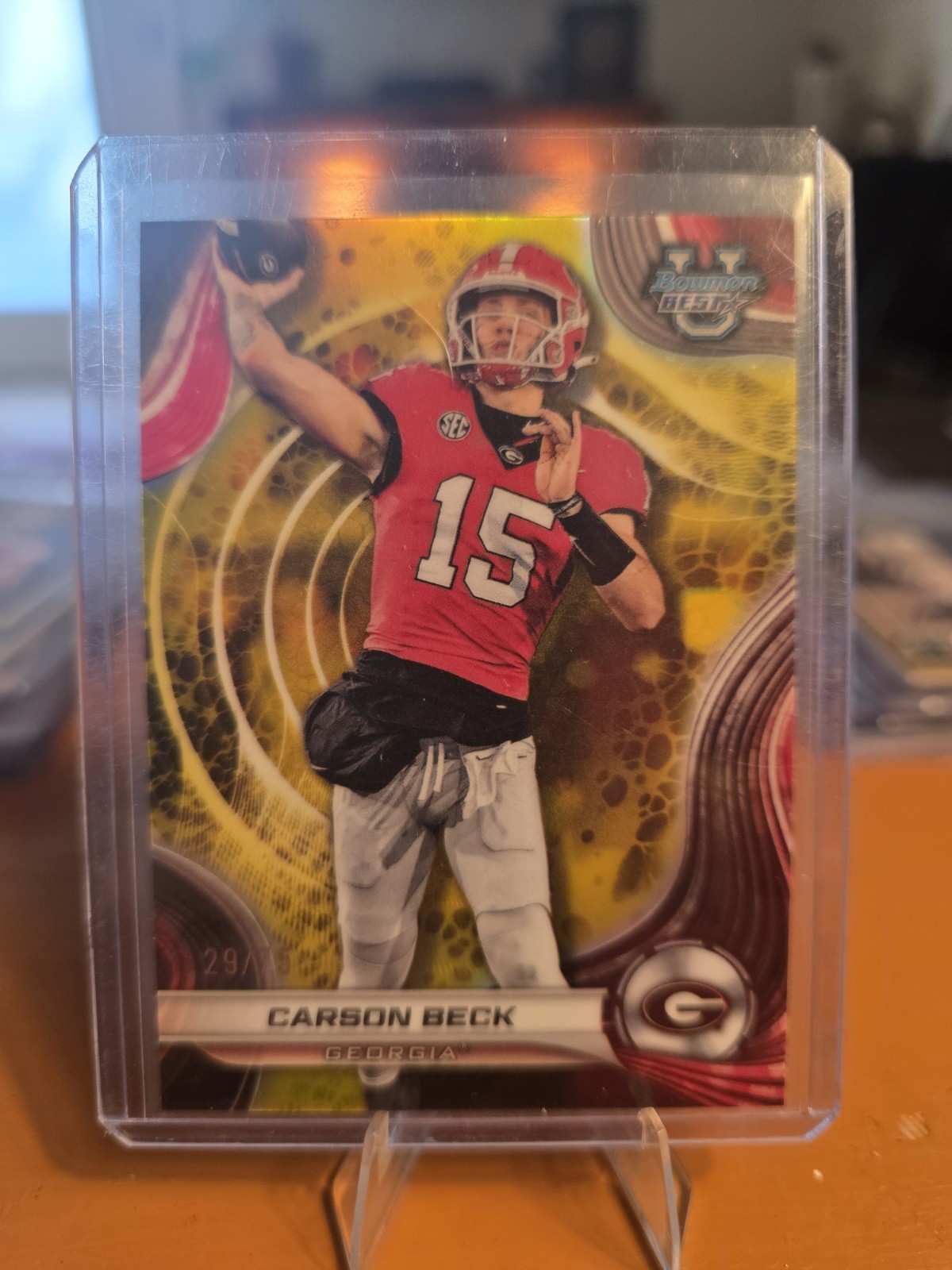 2024 CARSON BECK No. 4 YELLOW /75 REFRACTOR  BOWMAN U BEST Georgia SSP Miami