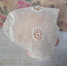 Antique Fine Lace Netting  Tatting Lace Baby Bonnet