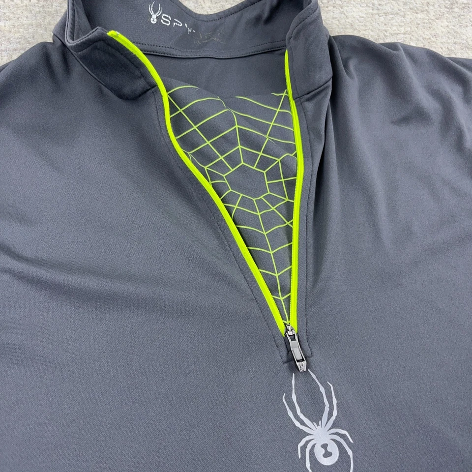 Camisa Spyder Hombres XL Gris Verde Pullover Cuarto Cremallera Rendimiento Correr Adulto * Foto 3 de 4
