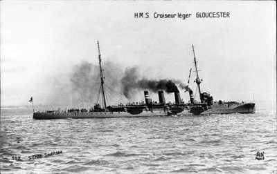 British Royal Navy Battleship Cruiser Hms Gloucester Shipping Naval Old Photo