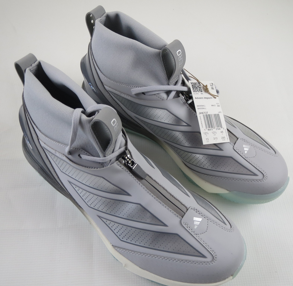 Adidas Adizero Impact+ 2.0 Mid Turf Baseball Cleats JH6727 Grey