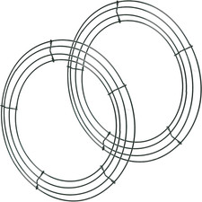 KBHOME 2 Pieces 14 Inch Metal Wire Wreath Form Frame Dark Green Ring for Fall Fe