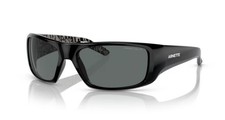 ARNETTE Men's AN4182 Hot Shot Wrap Sunglasses, Gloss Black/Grey Polarized, 62 mm