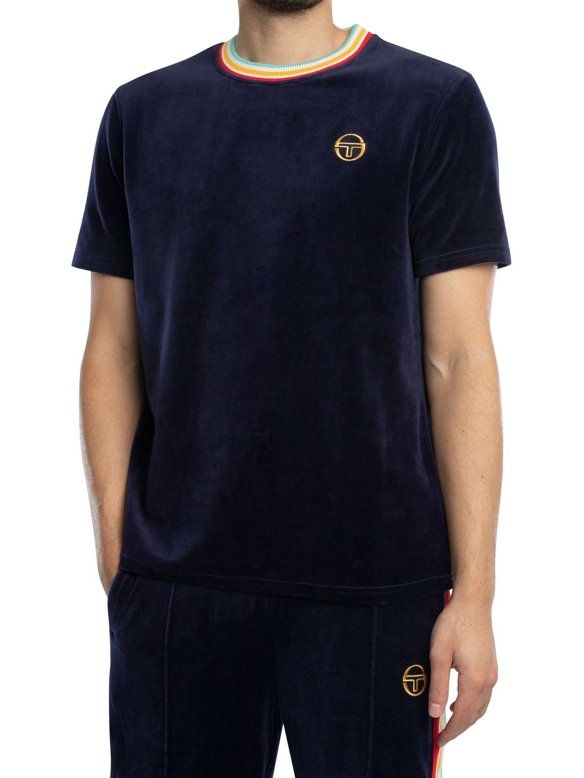 Мужская футболка из велюра Sergio Tacchini синяя 6690₽