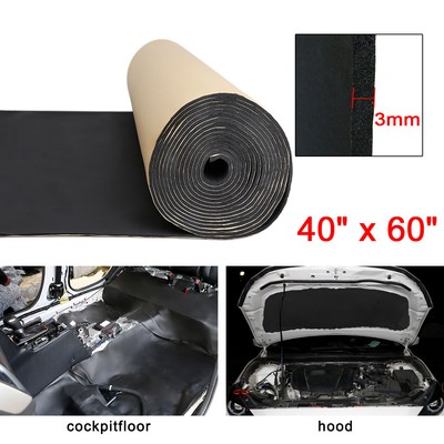 118mil 16.36sqft Car Heat Insulation Foam Sound Deadener Deadening Mat 60''x 40''