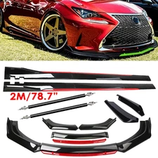 Glossy Black Look Red Front Lip Chin Bumper Side Skirt For Lexus ES250 ES300