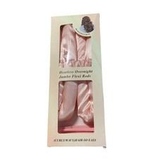 Heatless Overnight Jumbo Flexi Rods Pink Satin Hair Curler Set Clip Scrunchie
