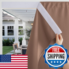 RYB HOME No-Rod Windproof Outdoor Curtains Waterproof Sun Blocking Privacy 52x10