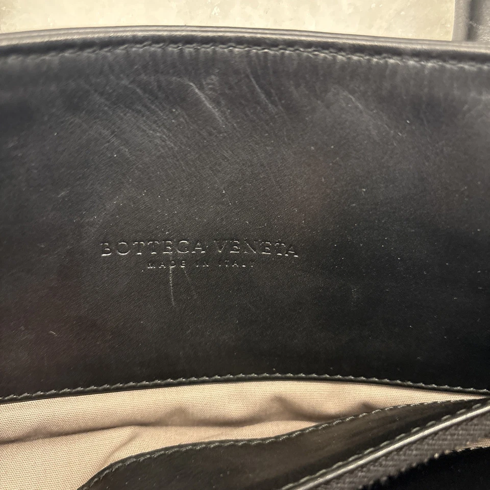 BOTTEGA VENETA Intrecciato Briefcase Business Bag Leather Black Men's Authentic - Image 4 of 4