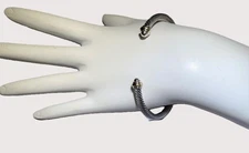 David Yurman S. Silver & 14k Gold 4mm Cable Classics Bangle Bracelet