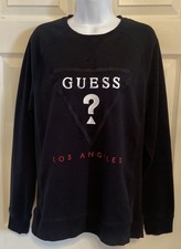GUESS Los Angeles Womens Pullover Black/Embroidered Logo Sweatshirt - Size M