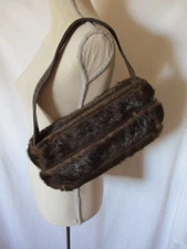 Sergio Soldano Italy RARE FUR BAG Handbag faux mink 70s vintage purse brown
