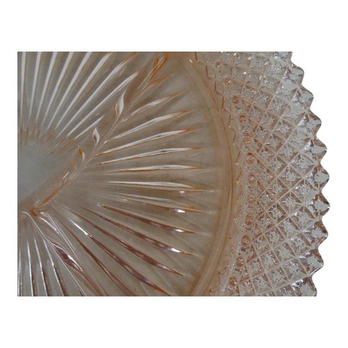 Pair (2) Matching Hocking Pink Miss America Diamond Point Divided Grill Plates - Picture 7 of 21