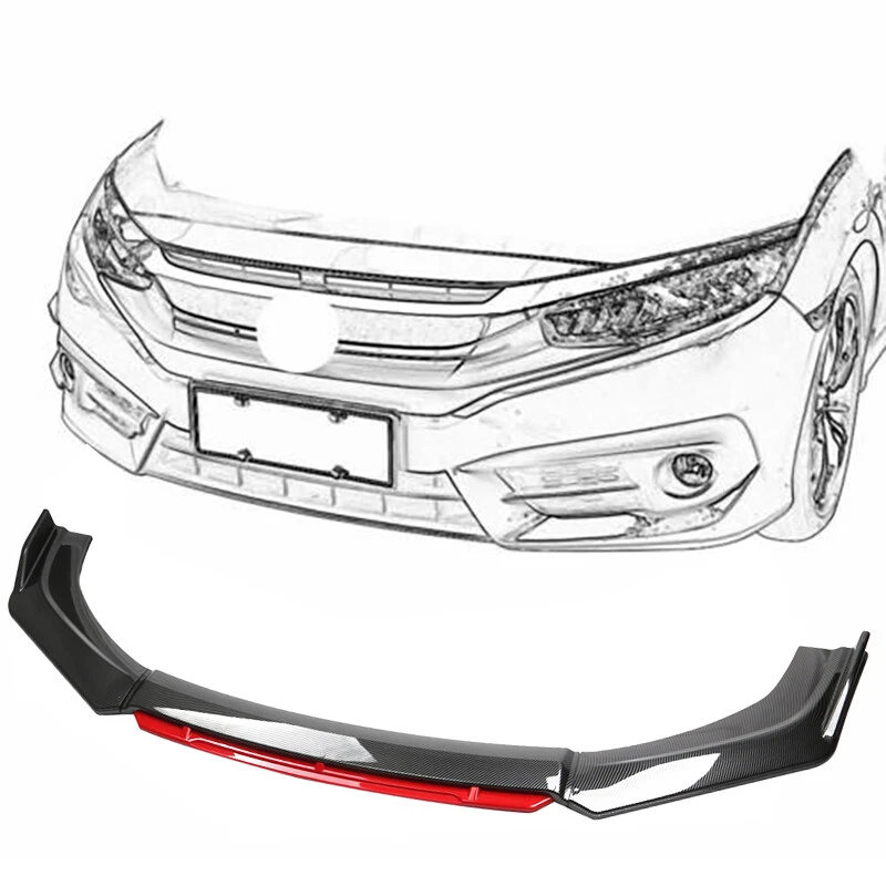 For Mitsubishi Lancer Sportback Front Bumper Red Chin Lip Spoiler Carbon Fiber - image 2 of 4