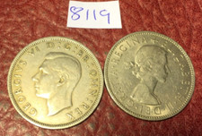 2 HALF-CROWNS GEORGE VI 1948, ELIZABETH II 1967 - JOB LOT 8119