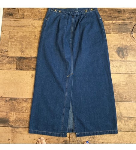 Vintage Koret Long Blue Maxi Denim Jean Skirt Size L - Picture 2 of 11