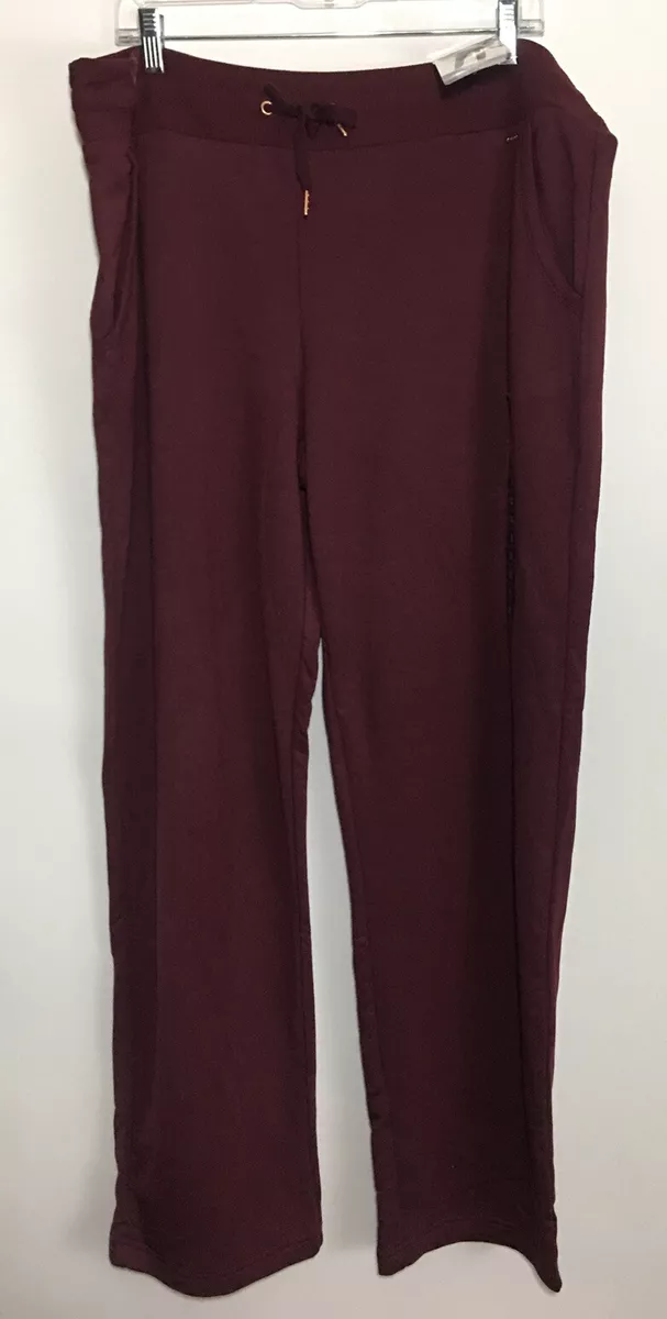 Womens Eddie Bauer Fleece Lounge Sweat Pants Relaxed Fit Burgundy Size XXL