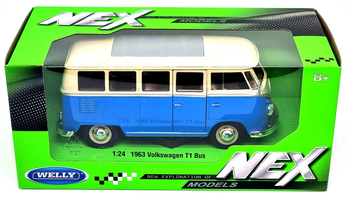 新品 1963 Volkswagen Bus フォルクスワーゲンバス WELLY Welly 1:24 Volkswagen VW 1963 T1 Bus blau Dach beige | eBay