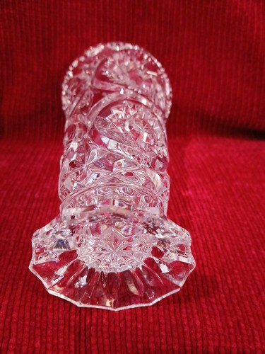 Pressed Glass-Crystal VASE PinWheel Sunburst Pattern 6-1/4"T-Footed-Sawtooth Rim - Picture 7 of 10