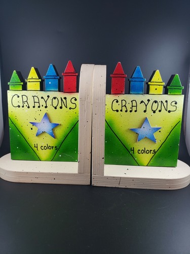 Colorful Crayon Wooden Book Ends that inspire For Kids Room or School Corner - Picture 2 of 9