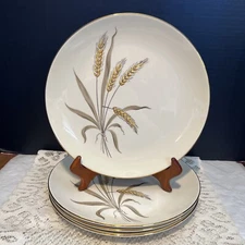 Homer Laughlin Cunningham Pickett-Wheat Spray-10” Dinner Plates-Set Of 4
