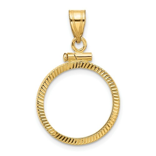 Wideband 14K Yellow or White Gold Coin Bezel Pendant Mounting - 13mm to 39.5mm - Picture 45 of 163
