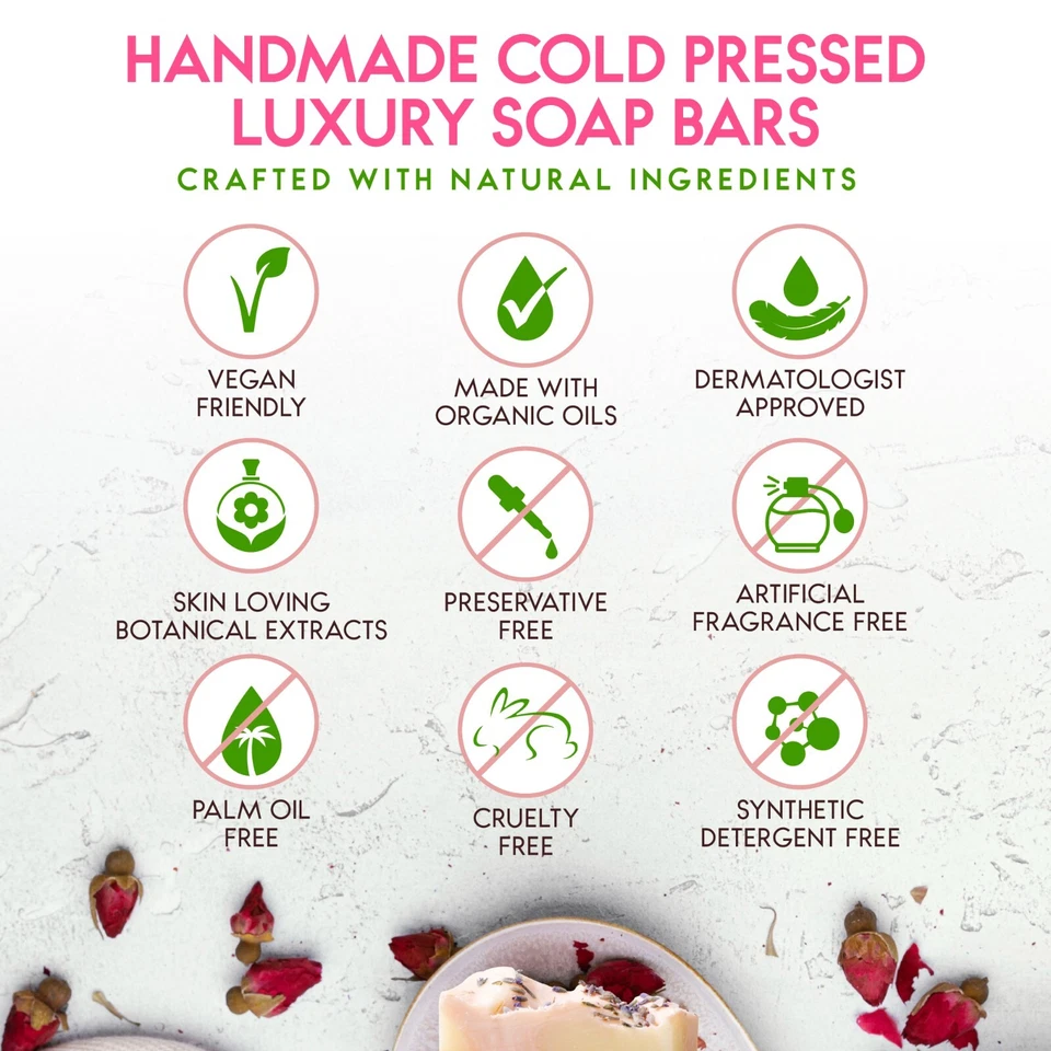 Jabón Hecho a Mano, Natural Prensado en Frío 4.2oz Barras de Jabón Set de Regalo - Juego de 6 piezas Foto 3 de 4