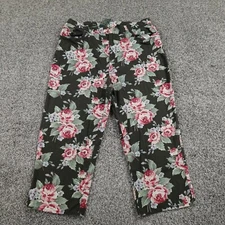 Ralph Lauren Pants Womens 14 Green Chino Trousers Floral Crop Capri Stretch LRL