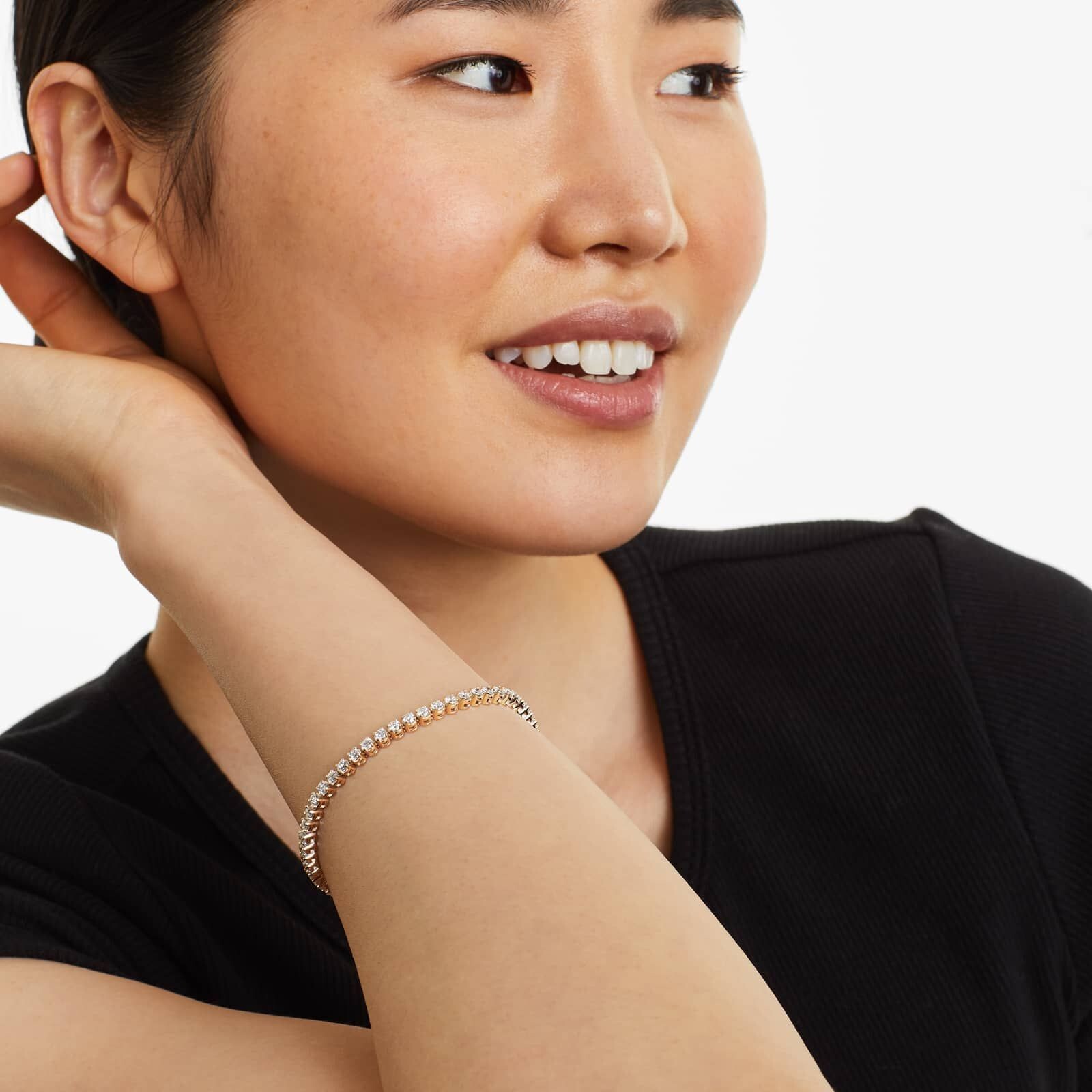 4ct Round Cut Real Natural Diamond Tennis Bracelet 14k Yellow Gold 7" H