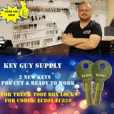EC801-EC820 key. 2 NEW KEYS FOR TRUCK tool box. Cut 2 CODE. licensed locksmith,