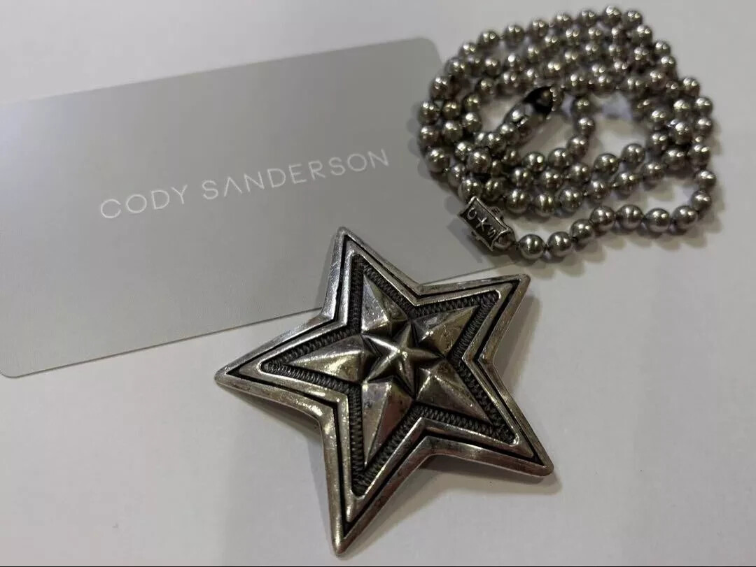 CODY SANDERSON シルバーネックレス Cody Sanderson Heart and Sheriff Star Pendant - Native Feather