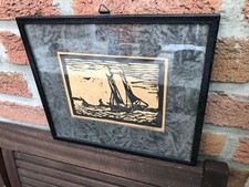 Segelschiffe, Skutje, Friesland, Makkum, Scherenschnitt, Linoldruck, Seefahrt