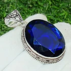 Royal Tanzanite Gemstone Handmade 925 Sterling Silver Jewelry Oval Cut Pendant