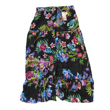 NWT Johnny Was Aruba Ophelia Maxi in Black Floral Tiered Skirt M $275