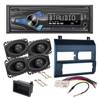 JENSEN Single DIN AM/FM Car Stereo & 4x6" speaker + kit For 1988-1994 GM C/K 1500 BLUE