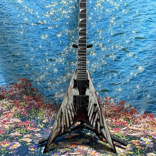 Special-shaped Electric Guitar, Painted Graffiti Body, EMG Pickups, Rosewood Fin
