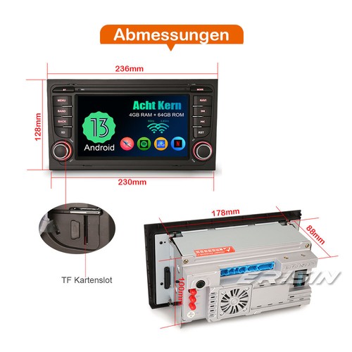 Android 14 Autoradio für Audi A4 RS4 SEAT EXEO 64GB 8-Kern Navi Carplay DAB+ USB - Bild 22 von 24