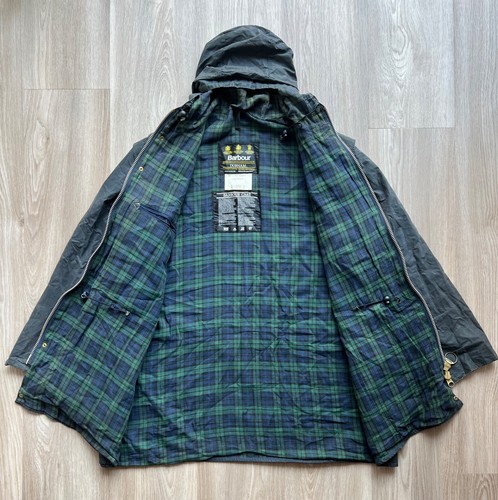 Vintage Barbour Durham Navy Blue Waxed Jacket A6 C42/107cm - Picture 11 of 20