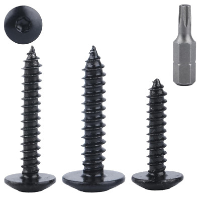 Selbstschneidende Torx Blechschrauben, 60 Stk, M4,8x16mm, Schwarz für Holz Möbel