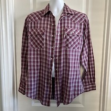 VTG Rare 70s Levi's Western Shirt Medium Pearl Snap Button Stained Red Korea