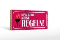 Holzschild Spruch 27X10 Cm Mein Grill Meine Regeln Holz Deko Schild Wooden Sign