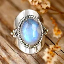 Moonstone Ring 925 Sterling silver Band Statement Ring Handmade Ring All Size
