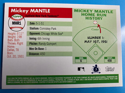 Mickey Mantle 2006 Topps Baseball Card | eBay