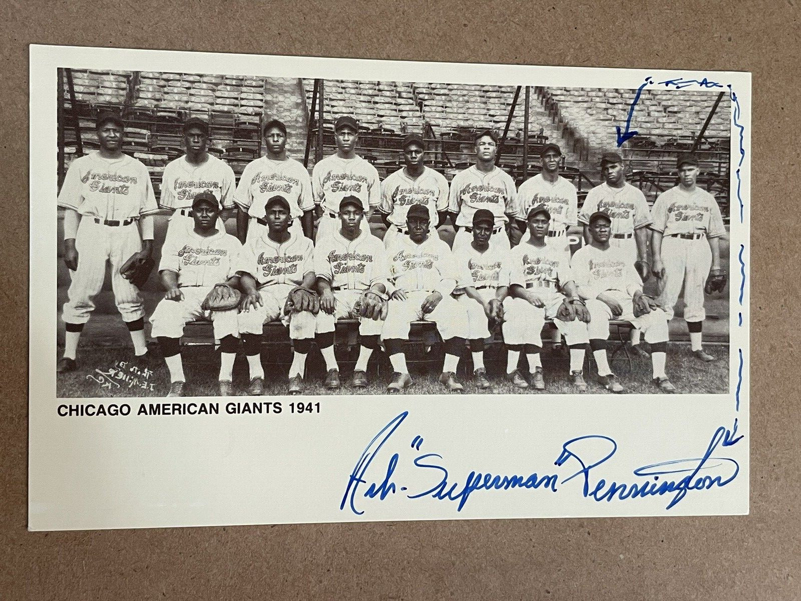 Art Pennington Signed Negro League Legends Postcard - 1941 American Giants